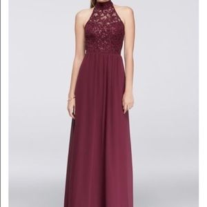 NWT High Neck Chiffon Dress w/ Ladder Back Detail